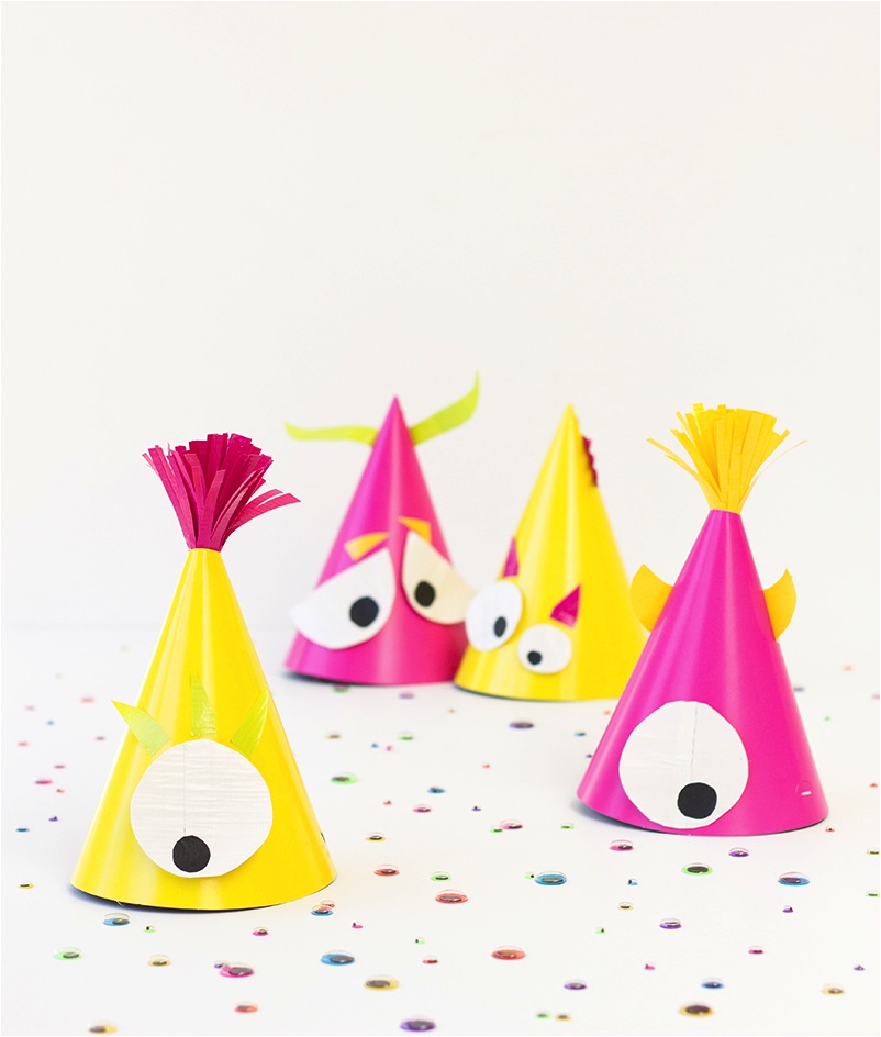 make your own monster themed party hats