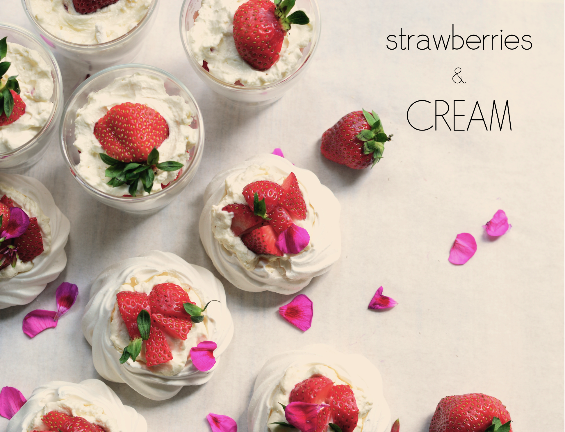 "strawberries and cream presentation"