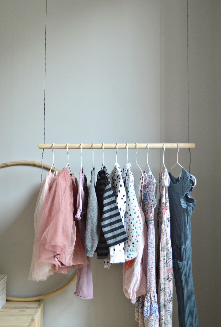 DIY hanging clothes rack
