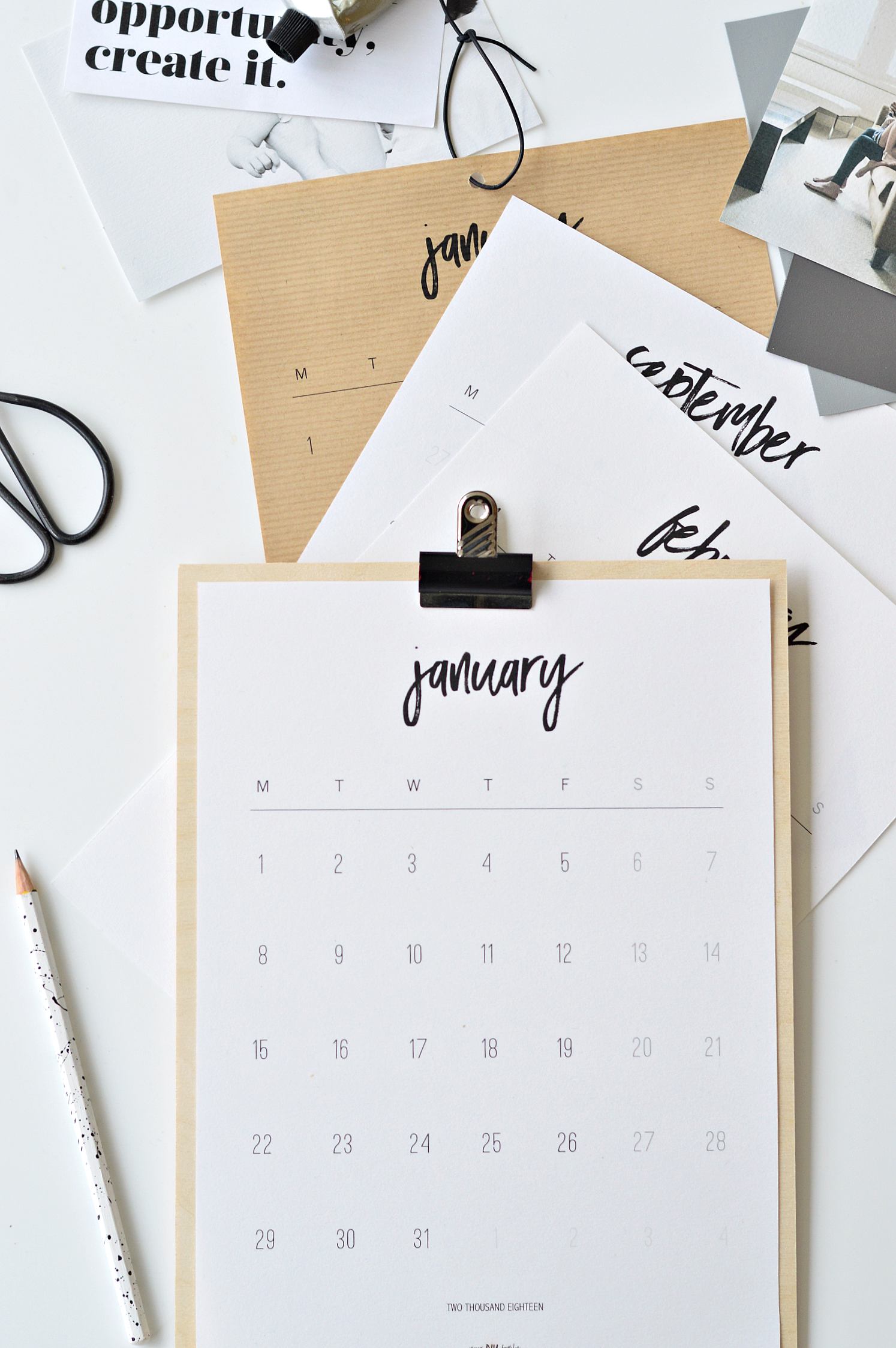 minimalist calendar printable 2018