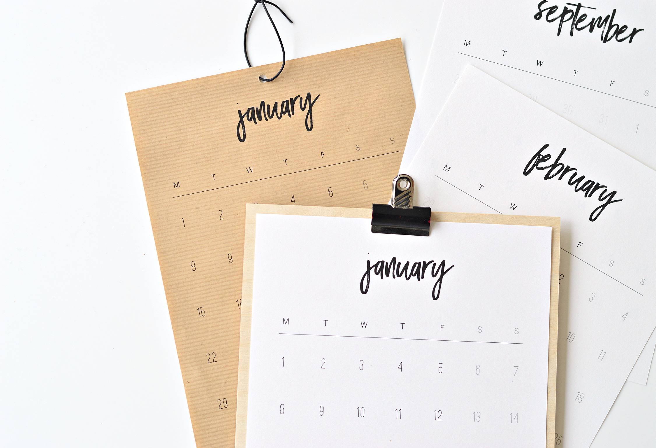 printable 2018 monthly calendar