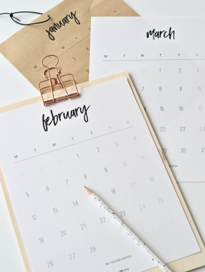 free printable February 2018 calendar PDF