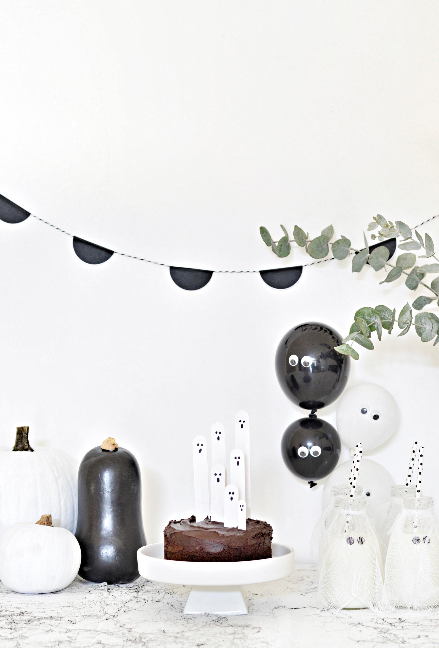 black and white Halloween decorations
