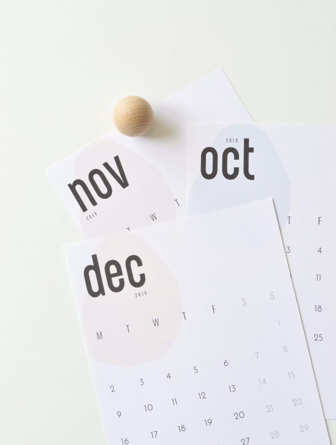 your DIY family free printable calendar 2019