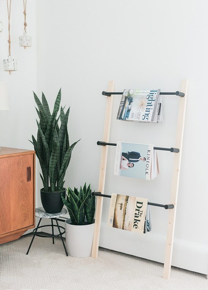 Ladder Magazine Rack 7 minimalist DIY decorative ladders for storage - Your DIY Family