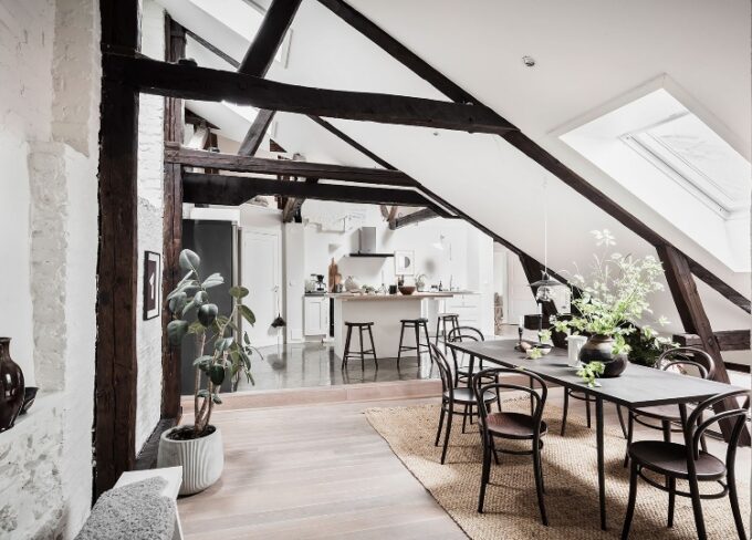 A closer look at Spacious Scandinavian Loft Apartment Decor
