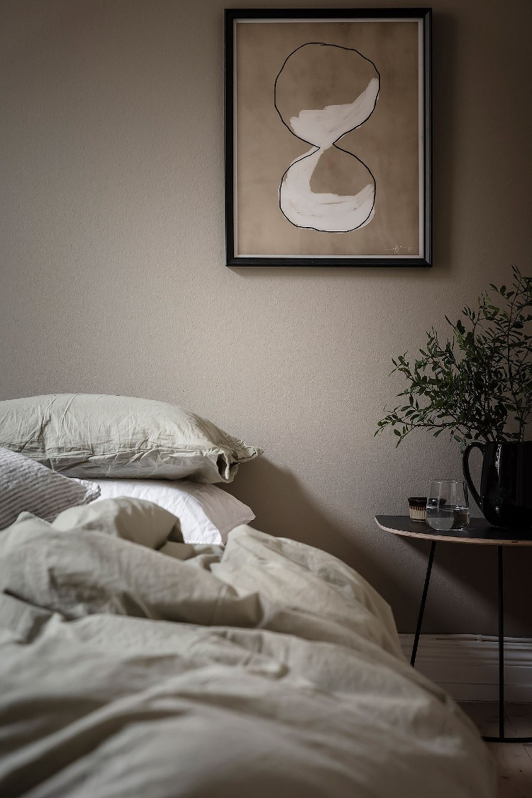warm beige Scandinavian bedroom
