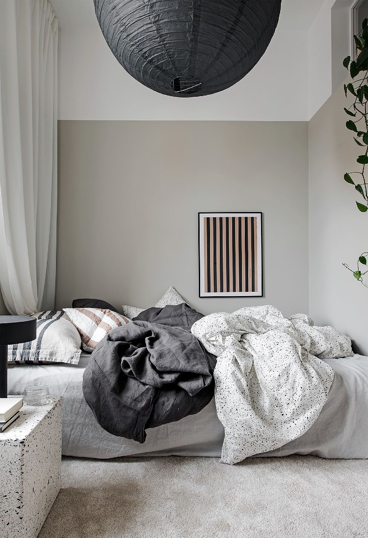 cool grey Scandinavian bedroom