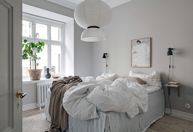 small grey Scandinavian bedroom