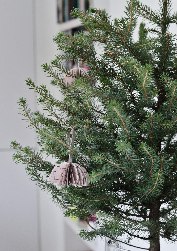 blush paper Christmas ornaments