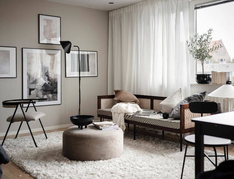 beige living room Scandinavian