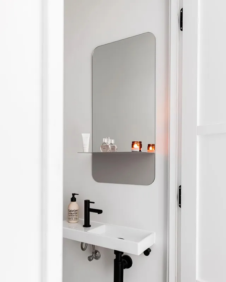 mirror with storage shelf