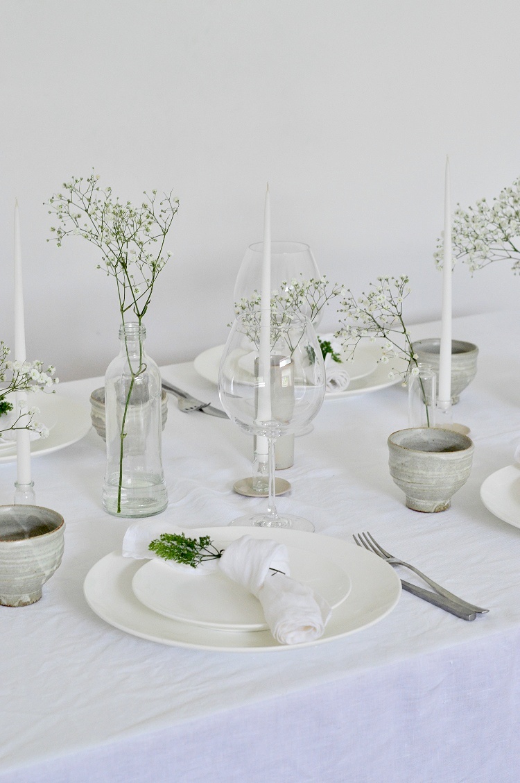 simple white table setting