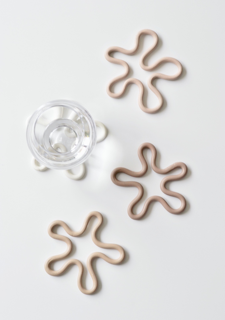 squiggly coasters with clay