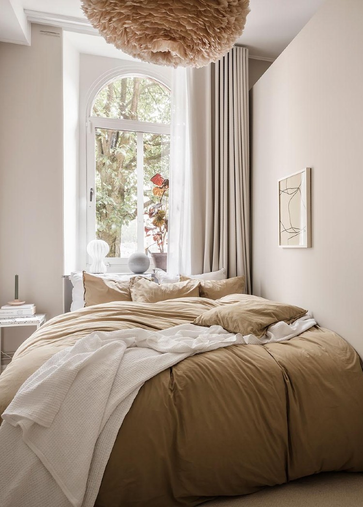 small beige nordic bedroom