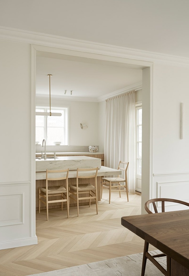 minimalist white oak kitchen