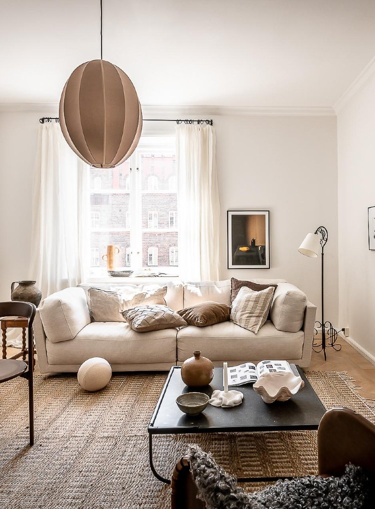 cosy brown and white living room